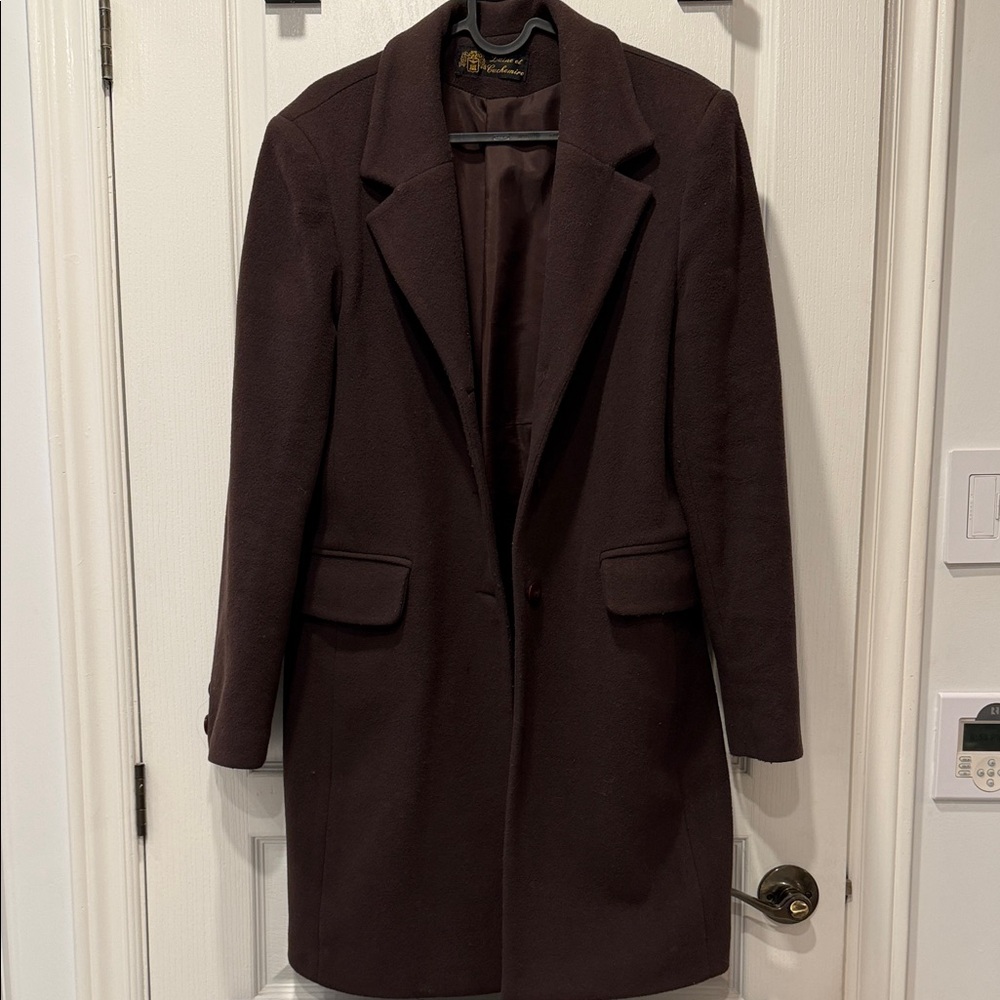 Elegant Brown Wool Women's Coat